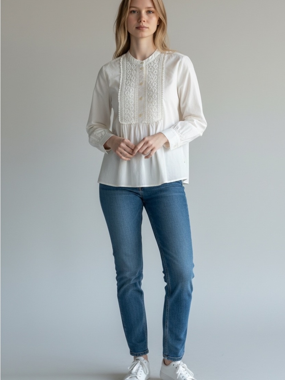 J. Crew White Summer 98% Cotton Eyelet Blouse